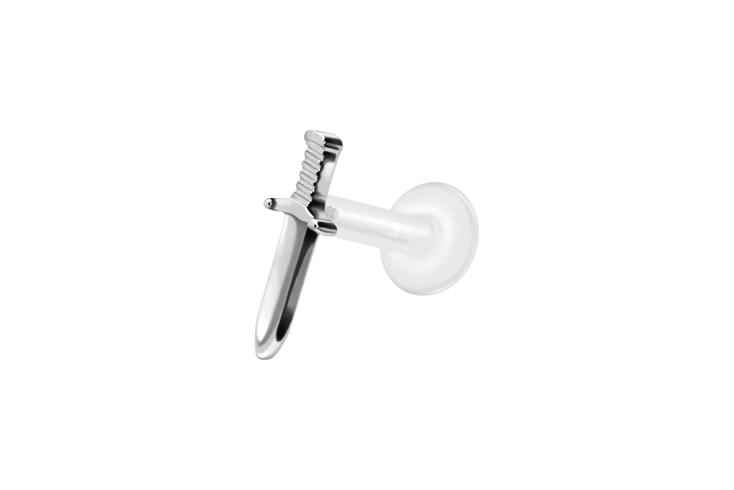 PTFE Labret Piercing mit Innengewinde + Titan-Aufsatz SCHWERT